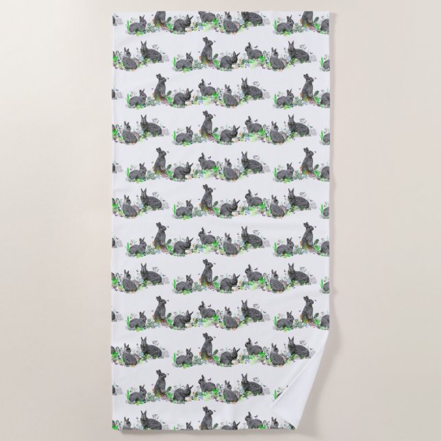 Bunny Meadow Beach Towel (choose colour) (Front)