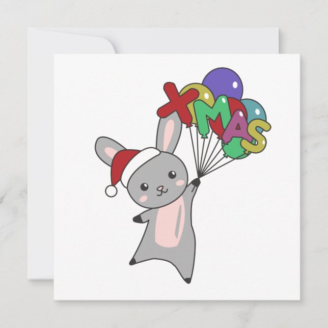 Bunny Merry Christmas Winter Animals Rabbit Invitation (Front)