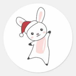 Bunny Merry Christmas Winter Animals Rabbits Classic Round Sticker