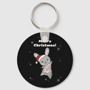 Bunny Merry Christmas Winter Animals Rabbits Keychain