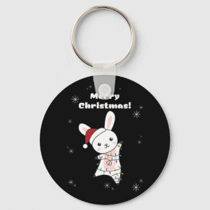 Bunny Merry Christmas Winter Animals Rabbits Keychain