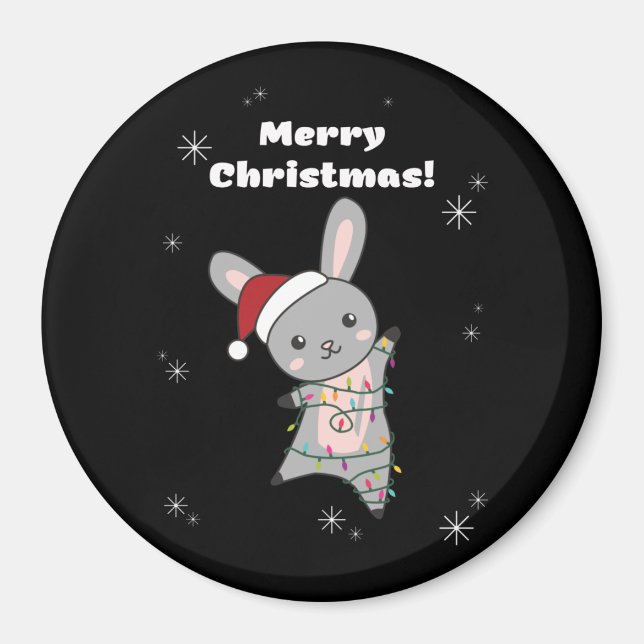 Bunny Merry Christmas Winter Animals Rabbits Magnet (Front)