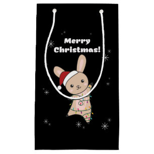 Bunny Merry Christmas Winter Animals Rabbits Small Gift Bag