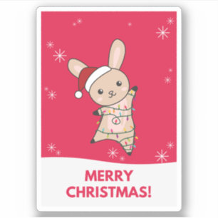 Bunny Merry Christmas Winter Animals Rabbits Stick