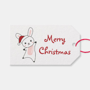 Bunny Merry Christmas Winter Animals Rabbits Truck Gift Tags