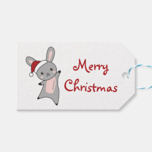 Bunny Merry Christmas Winter Animals Rabbits Truck Gift Tags