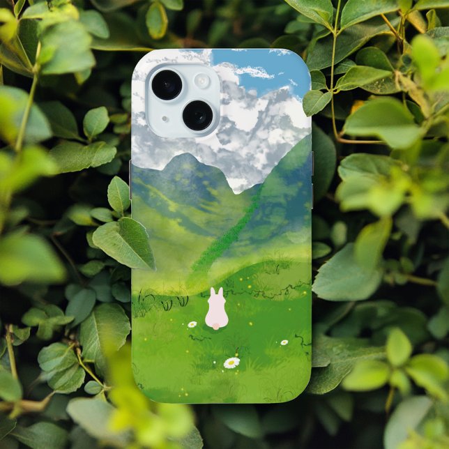 Bunny mignon avec coque iphone vue montagne (Créateur téléchargé)