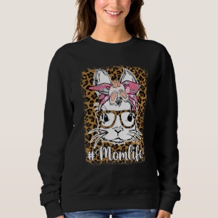 Bunny Mom Bunny Ears Glasses Bow Mom Life Messy B Sweatshirt