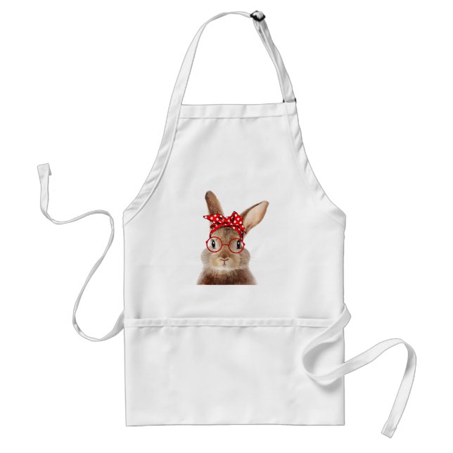 bunny mom cute rabbit girl bunny with glasses _ re standard apron (Front)