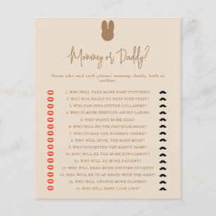 Bunny mommy or daddy baby shower game