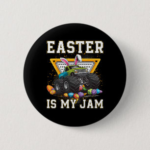Bunny Monster Truck Easter Is My Jam Day Boys Todd 2 Inch Round Button