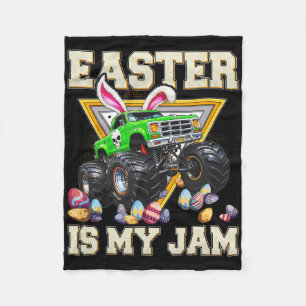 Bunny Monster Truck Easter Is My Jam Day Boys Todd Fleece Blanket