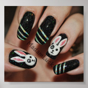 bunny nail art poster