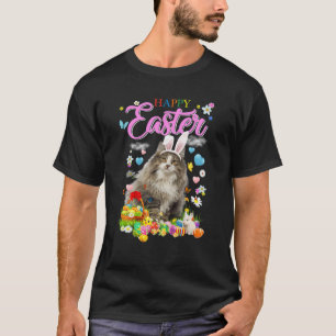 Bunny Norwegian Forest Cat Happy Easter Eggs T-Shirt