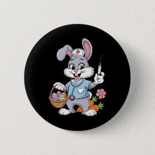 Bunny Nurse Easter Day Stethoscope Rabbit Scrub To 2 Inch Round Button