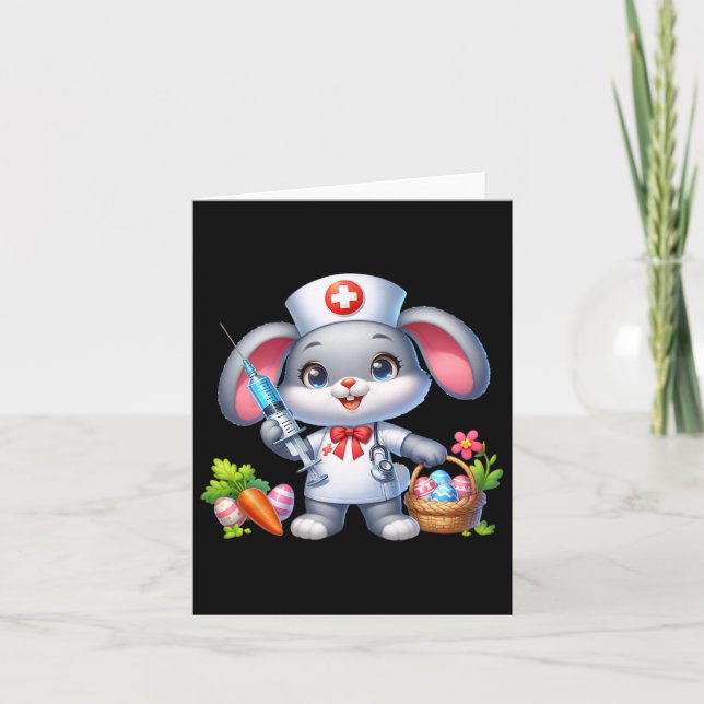 Bunny Nurse Easter Day Stethoscope Rabbit Scrub To Card (Front)