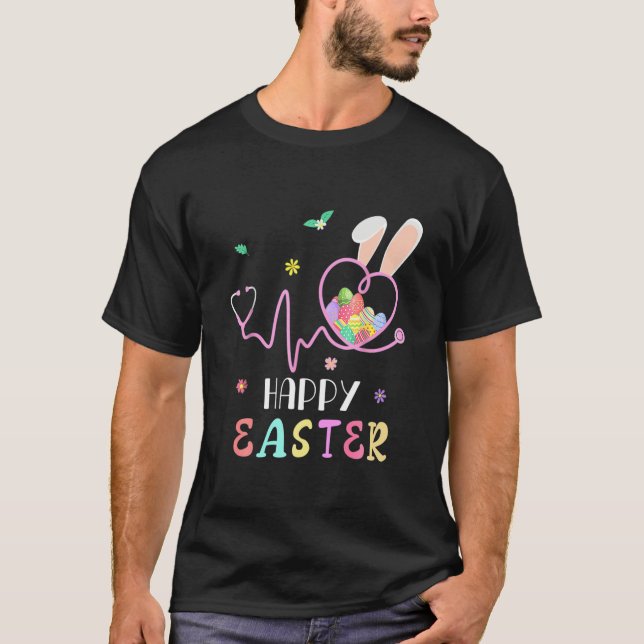 Bunny Nurse Stethoscope Happy Easter Eggs Rabbit N T-Shirt (Front)
