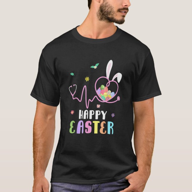 Bunny Nurse Stethoscope Happy Easter Eggs Rabbit N T-Shirt (Front)