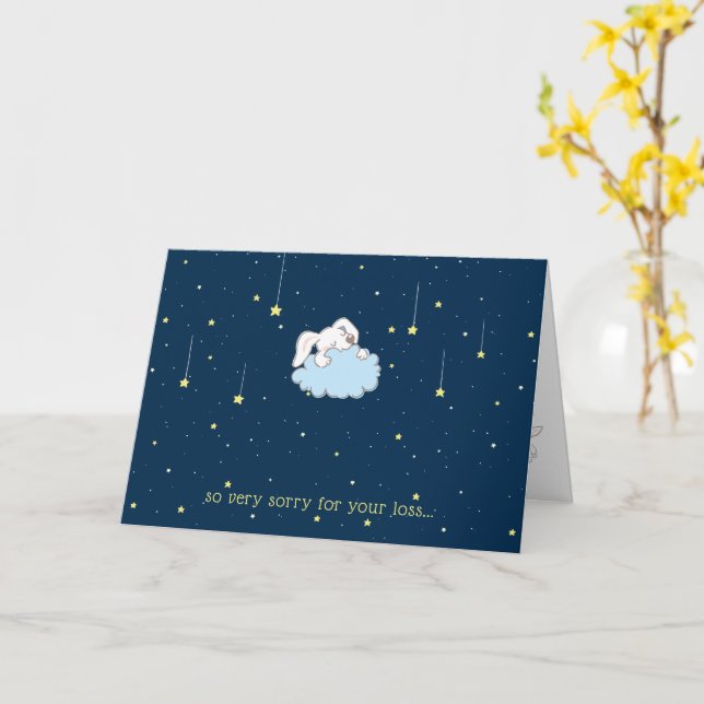 Bunny on a Cloud _ Loss of a Child Condolence Card (Yellow Flower)