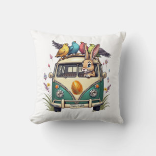 Bunny on a Mission Throw Pillow