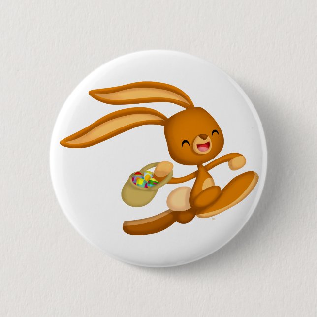 Bunny Pâques sur le badge de bouton de dessin anim (Devant)