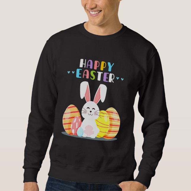 Bunny Pastel Spring Hunt Eggs Rabbit Happy Easter  Sweatshirt (Front)