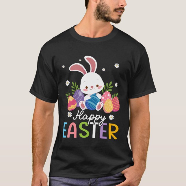 Bunny Pastel Spring Hunt Eggs Rabbit Happy Easter  T-Shirt (Front)