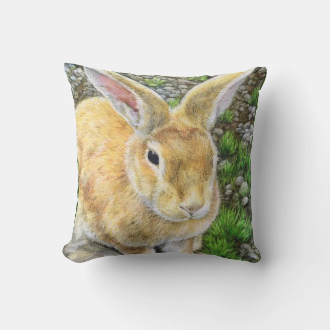 Bunny Pastel Throw Pillow (Front)