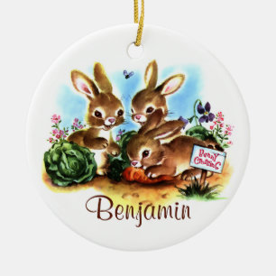 Bunny Patch Ceramic Ornament