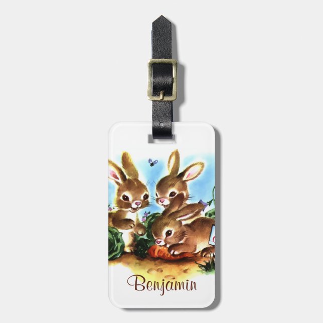 Bunny Patch Luggage Tag (Front Vertical)