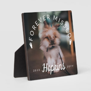 Bunny Paws Curved Text Forever Missed Rabbit Photo Plaque