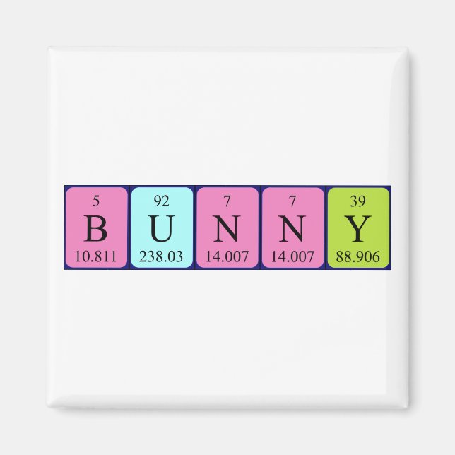 Bunny periodic table name magnet (Front)