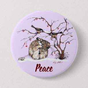 Bunny & Pesky Little Snow Birds! 3 Inch Round Button
