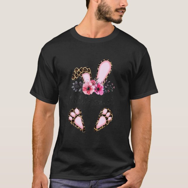 Bunny Phlebotomist Leopard Print Rabbit Cute Easte T-Shirt (Front)