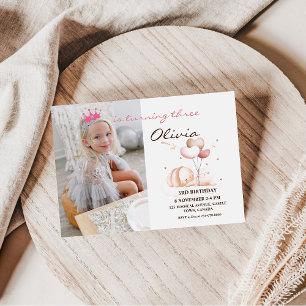 Bunny Photo Invitation Fille fête d'anniversaire