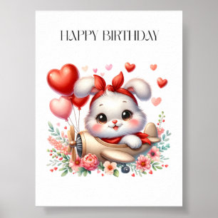 Bunny Pilot Birthday Poster