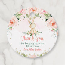 Bunny Pink Blush Floral Birthday Rabbit Party