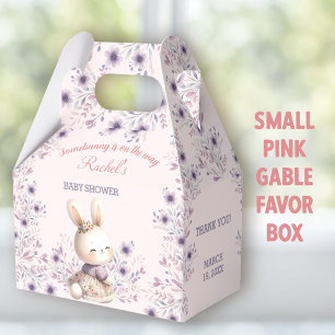 Bunny Pink Purple Floral Spring Girl Baby Shower Favor Box