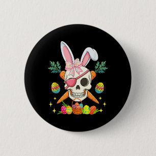 Bunny Pirate Skull Bow Tie Easter Hunting 2 Inch Round Button