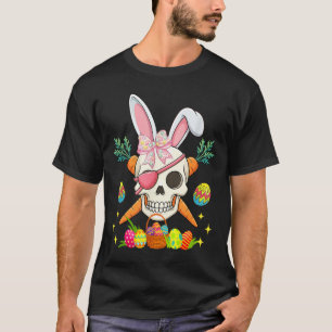 Bunny Pirate Skull Bow Tie Easter Hunting T-Shirt