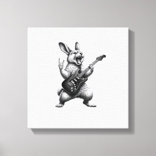 Bunny Playing Guitar Rock Star Bunny Lover Easter  Canvas Print