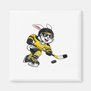 Bunny Playing Ice Hockey Rabbit Easter Sports Men Magnet