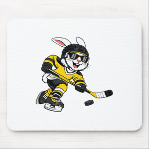 Bunny Playing Ice Hockey Rabbit Easter Sports Men Mouse Pad