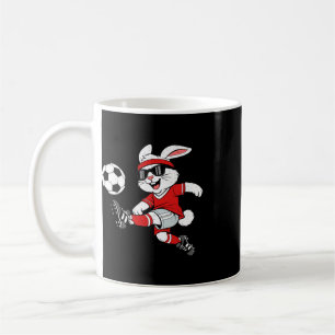 Bunny Playing Soccer Rabbit Happy Easter Sport Men Coffee Mug