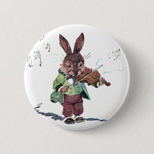 Bunny Playing the Violin 2 Inch Round Button