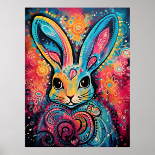 Bunny Positive vibes hearts Poster