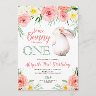 Bunny premier anniversaire invitation filles flora