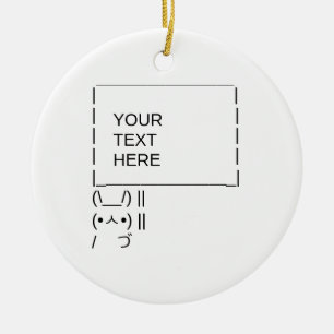 Bunny Protest Sign / Customizable ASCII Text Art Ceramic Ornament
