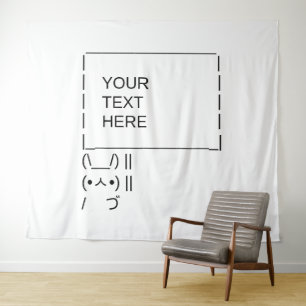 Bunny Protest Sign / Customizable ASCII Text Art Tapestry