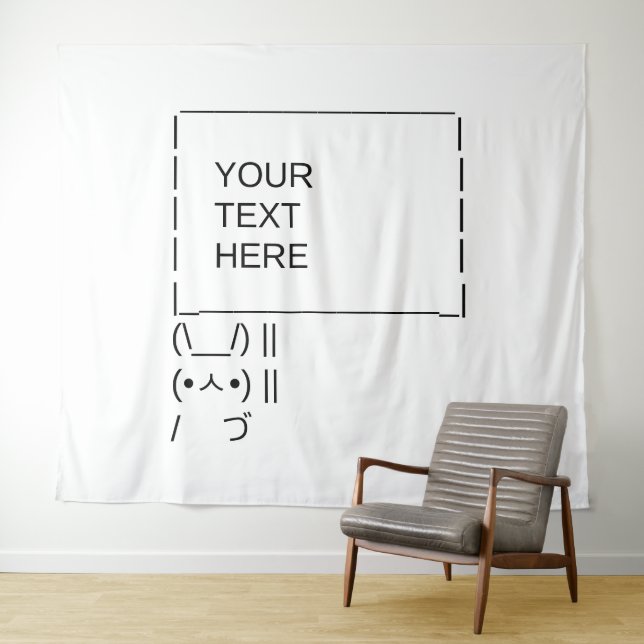 Bunny Protest Sign / Customizable ASCII Text Art Tapestry (In Situ (Horizontal))